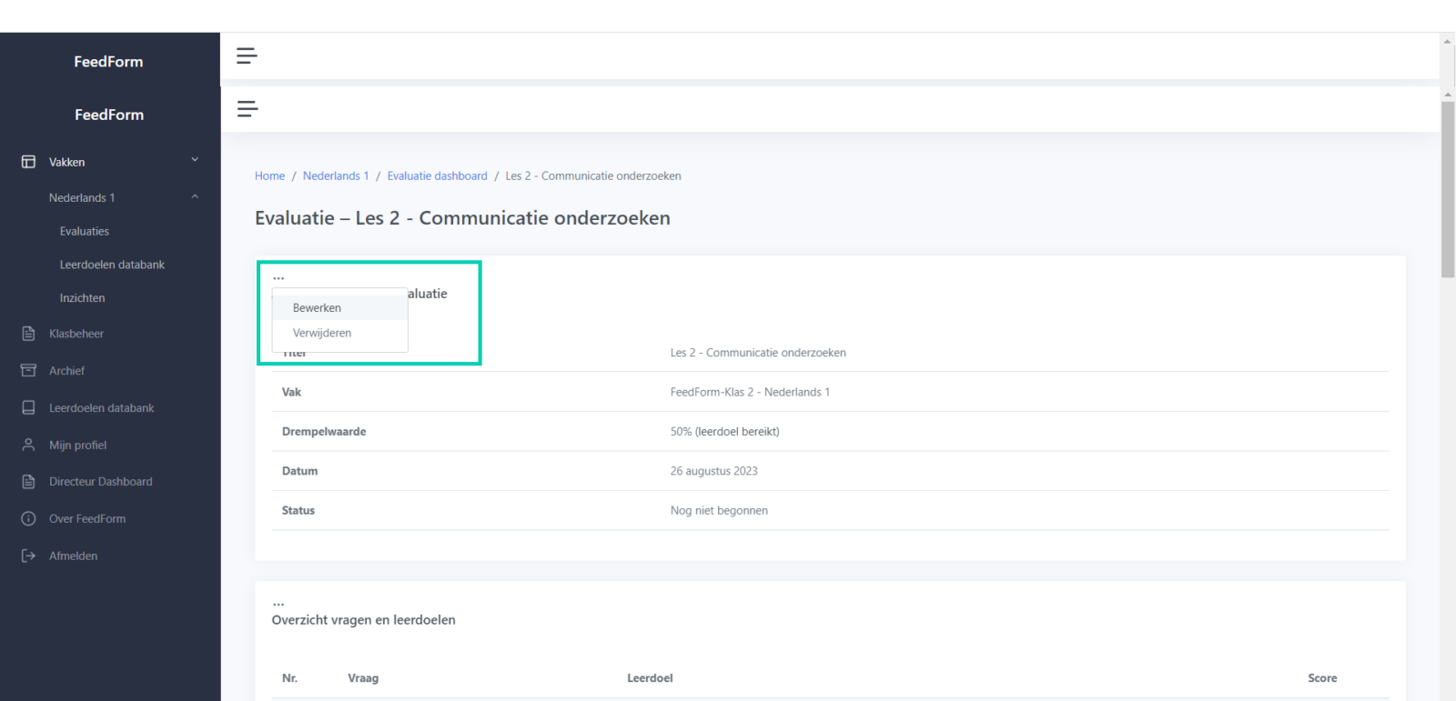 Datum kun je hier veranderen